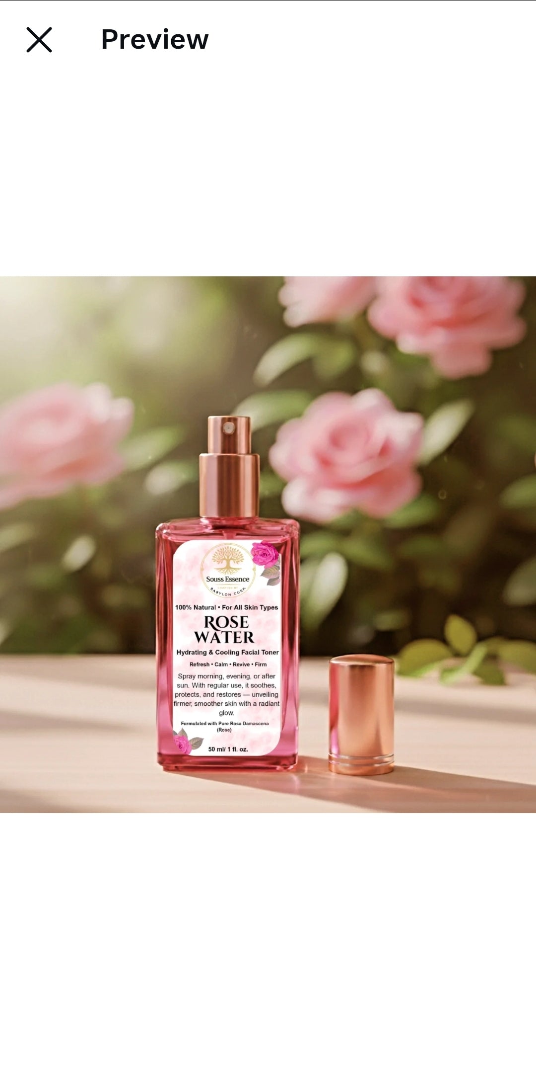 Pure Rose Water Facial Toner — 50 ml