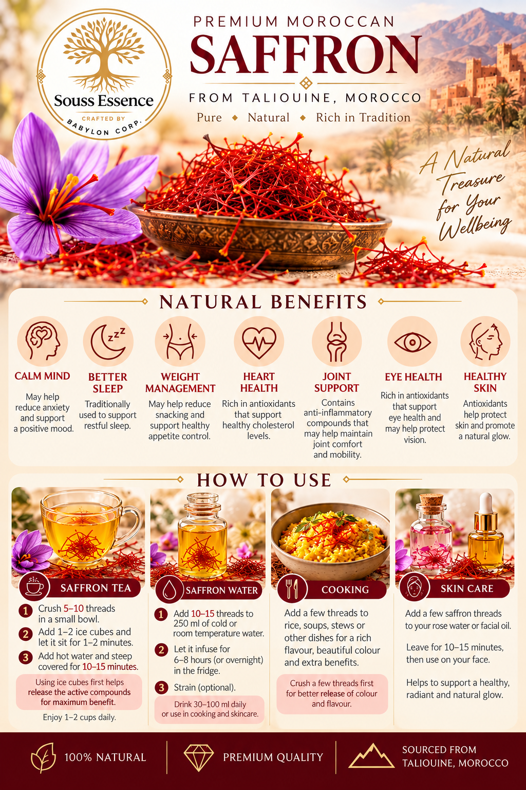 Premium Moroccan Saffron from Taliouine – 100% Pure Saffron Threads | 1g (Copy)