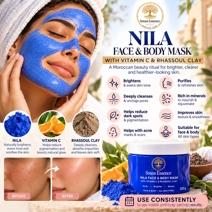 Nila Face & Body Mask + Vitamin C with Rhassoul Clay